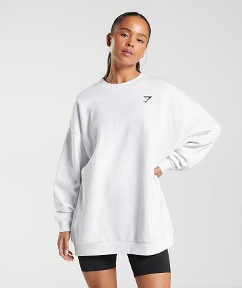 Correr Con Capucha Gymshark Entrenamiento Oversized Sweatshirt Mujer Blancas | CO 2611MQZ